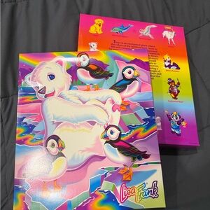 Lisa Frank Rainbow & Pink Polar Bear Play Mat with Puffin Art